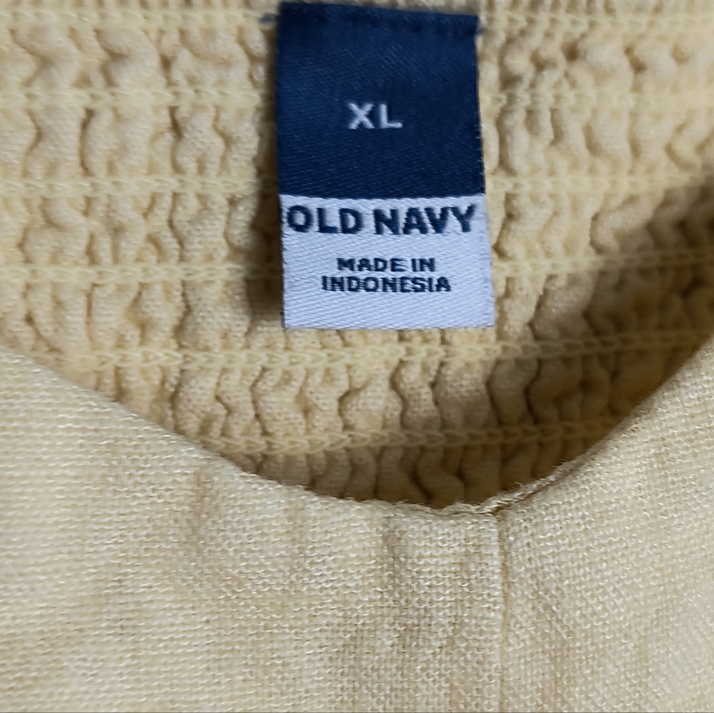 Old Navy XL Tall Light Yellow Fit & Flare Midi Dress Linen Blend V-Neck - Picture 13 of 13